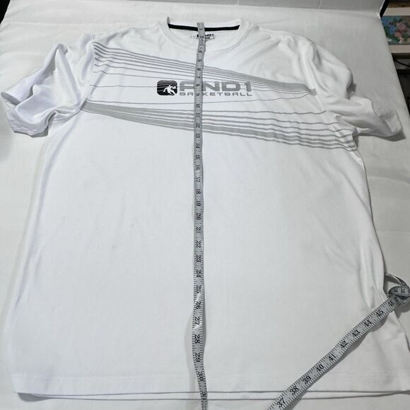 Vintage AND1 Basketball Logo T-Shirt White And Gray 90s Y2K Large - Picture 6 of 14